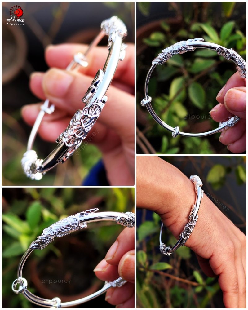 Silver-Bracelet-White-Leaf