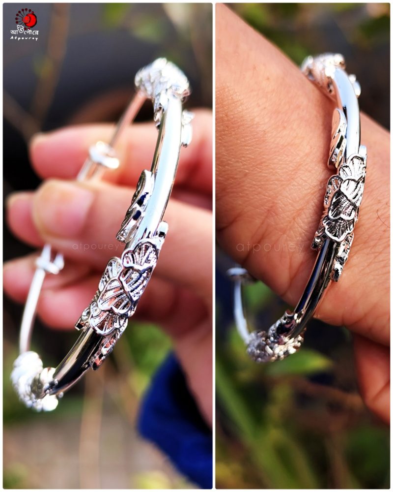 Silver-Bracelet-White-Leaf - Image 2