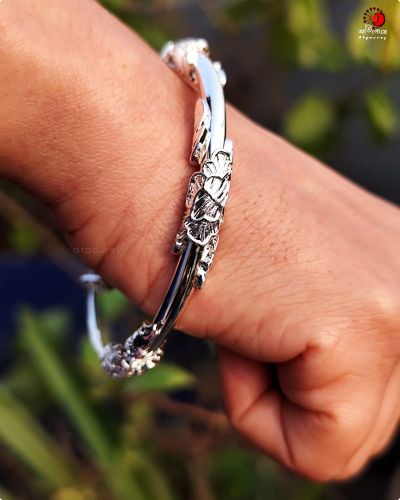 Silver-Bracelet-White-Leaf - Image 3