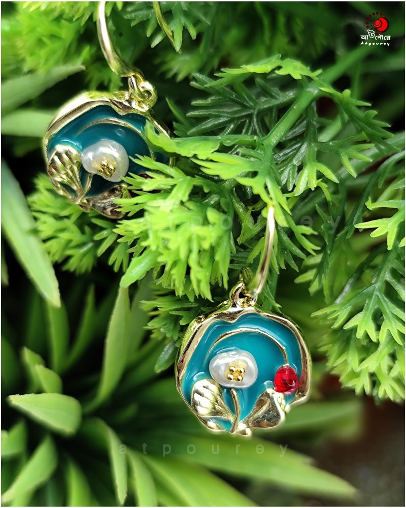 Flower Earrings Zinc Enamel - Image 4