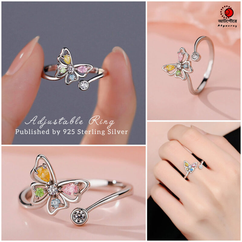 Elegant Adjustable Butterfly Finger Ring