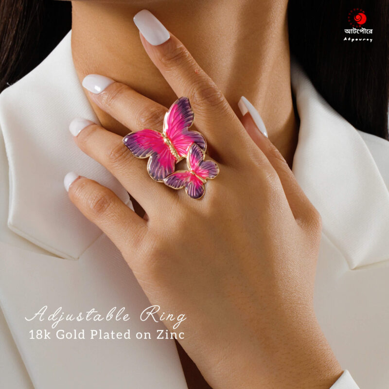 18k Gold plated Adjustable Finger Ring - Image 3