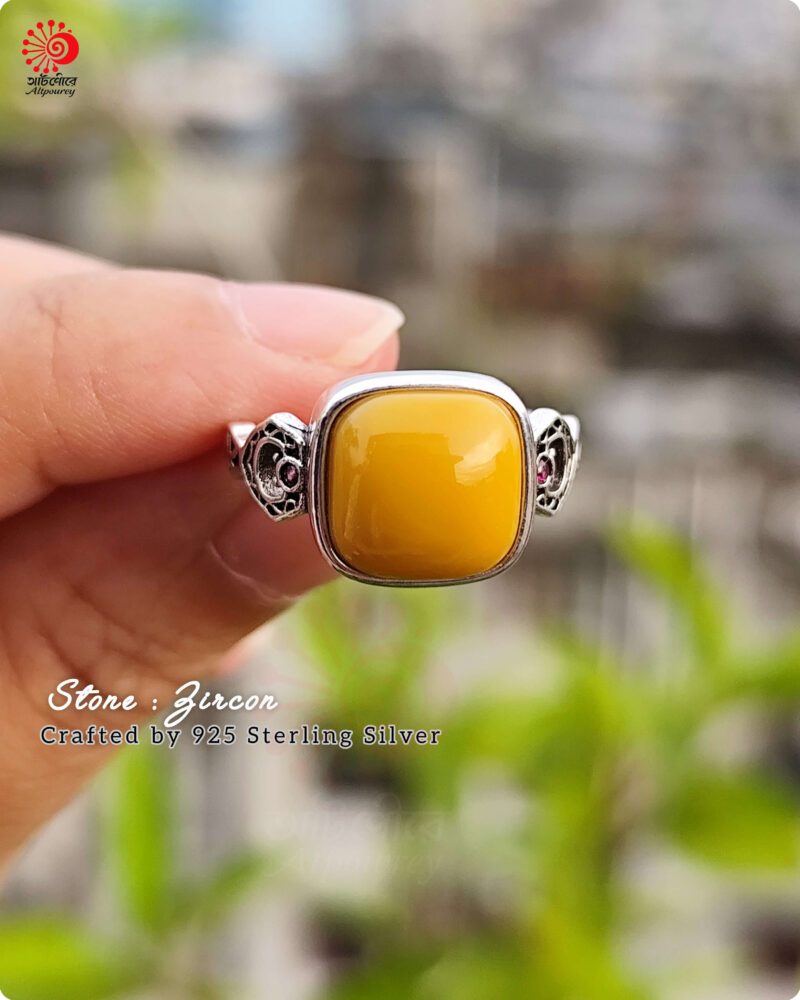 Adjustable Yellow Stone Ring Sintered Stone - Image 2